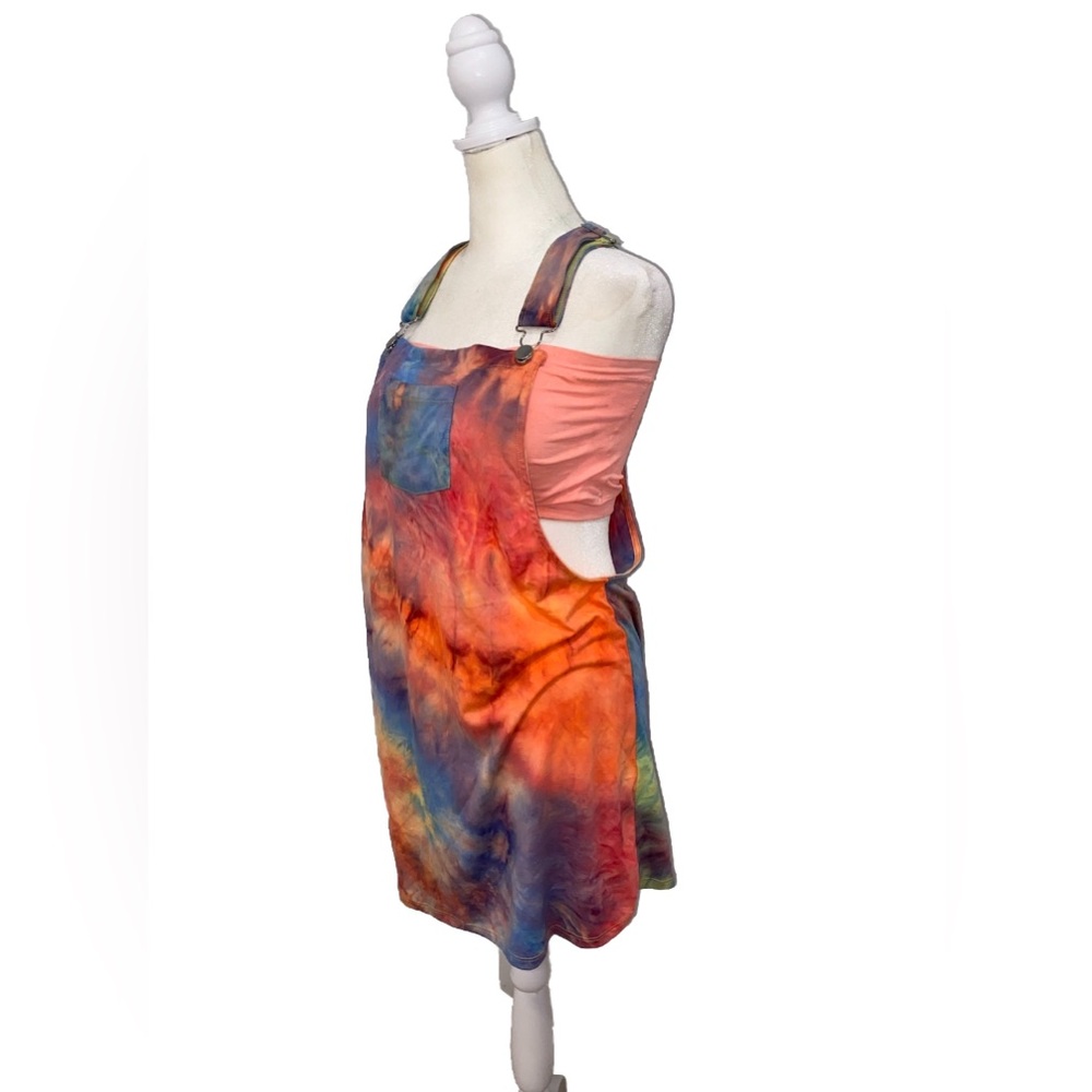 Absolutely It Junior’s Urban Hippie-Style Tie Dye  Overall Mini Dress Size L